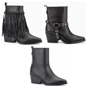 NWOB|Rebel Wilson 3 in 1 Leather Fringe Moto Ankle Boots, 7.5